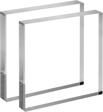 CiaoHER 1in Thickness 7in Square Acrylic Cube Display Block Clear Polished Pedestal Stand Riser Solid Base 7" x 7" x 1", 2 Pack