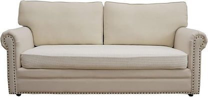 Eismodra Couch Cushion Covers Magic Stretch Sofa Slipcover for 3 Cushion Couch Dogs Pet L Shape 2 Seat Replacement Furniture Protector,Cream White Length 37-53 inches(Only 1 Piece)