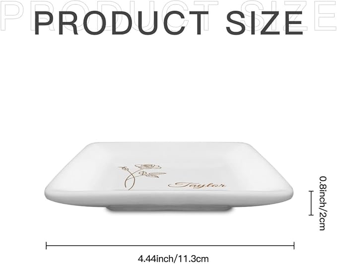 Personalized Jewelry Dish Tray - Bridesmaid Gifts, Proposal Ring Dish, Trinket Holder for Women (Custom Text, Catchall Tray)