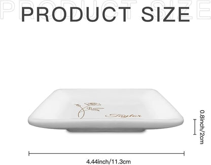 Personalized Jewelry Dish Tray - Bridesmaid Gifts, Proposal Ring Dish, Trinket Holder for Women (Custom Text, Catchall Tray)
