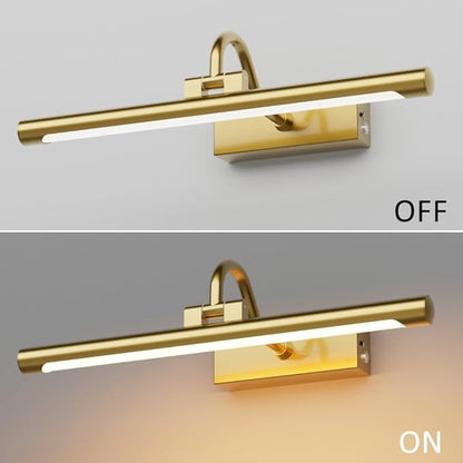 Aipsun 15.7" Brass Picture Lights for Wall Rechargeable,10000mAh Battery Operated Art Light for Paintings,3CCT Dimmable, Rotatable Gallery Light for Pictures Display