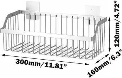 SUS304 Stainless Steel Wire Basket, Hanging Wall Organizer Cabinet Storage Basket, Wall Mounted Shelves for Home Kitchen Bathroom, 2-Pack