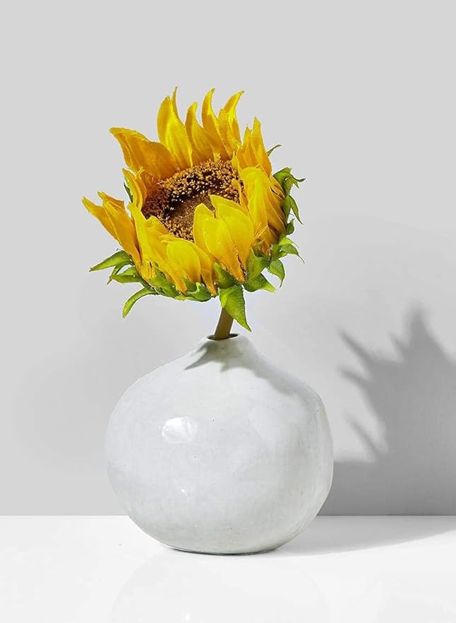 Serene Spaces Living Free-Form Glazed Ceramic Pomegranate Bud Vase, Set of 4- Centerpiece for Vintage Weddings, Events, Measures 3.5" Tall and 3.75" Diameter