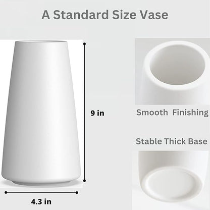 Premium Quality Large Ceramic Vase - 9 Inch Flower Vase for Home, Farmhouse, Modern, Bohemian Decor