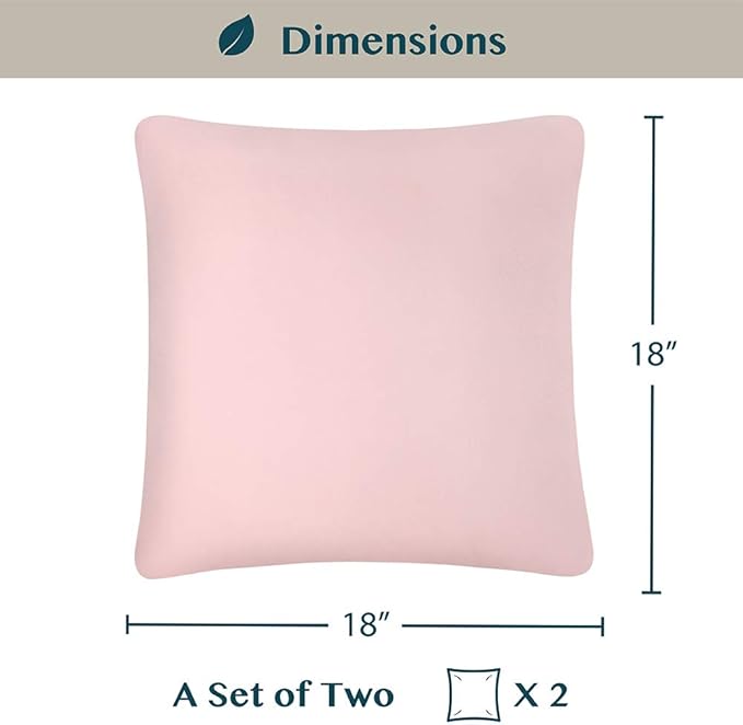 PAVILIA Light Pink Throw Pillow Covers 18x18 Set of 2, Decorative Pillow Cases for Bed Sofa Couch, Boho Aesthetic Accent Decor Cushion Bedroom Living Room, Velvet Square Euro Sham Covers, Blush Pink