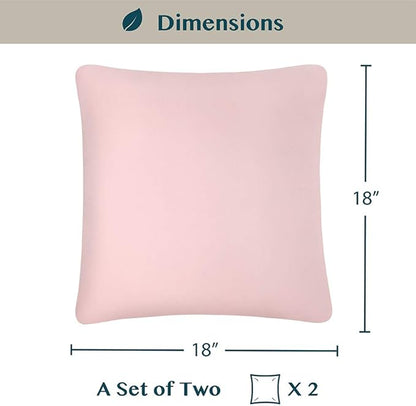 PAVILIA Light Pink Throw Pillow Covers 18x18 Set of 2, Decorative Pillow Cases for Bed Sofa Couch, Boho Aesthetic Accent Decor Cushion Bedroom Living Room, Velvet Square Euro Sham Covers, Blush Pink
