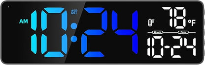 Large LED Digital Wall Clock with Date, Temperature, Auto-Brightness, Auto-DST | Big Digital Clock for Bedroom, Desk, Classroom, Living Room, Kitchen, Office, Gym, Farmhouse, Xmas Gift for Seniors