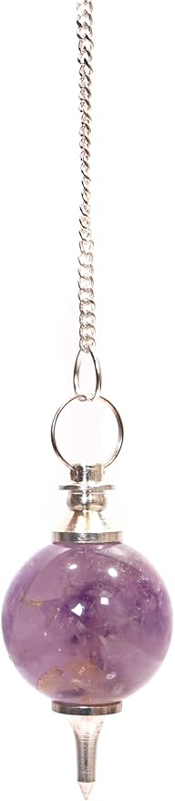 L PEDRA & CRYSTAL Amethyst Crystal Ball Pendulum | Polished Gemstone Sphere with Chain for Dowsing, Divination & Décor | Spiritual Energy Work Pendant