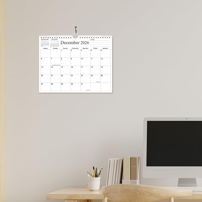 2026 Calendar - 18 Months Calendar 2026 from January 2026 to June 2027, Wall Calendar 2026 with Thick Paper for Home/Office/School, 8.5" x 11", Black