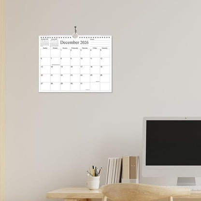 2026 Calendar - 18 Months Calendar 2026 from January 2026 to June 2027, Wall Calendar 2026 with Thick Paper for Home/Office/School, 8.5" x 11", Black