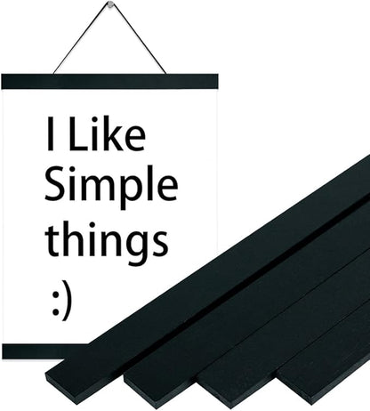 2 Pack Magnetic Poster Hanger Frame 16 Inch Black- 16x24 16x22 16x20 - Extra Strong Magnets, Quick Assembly and Easy Use, Wood Poster Hanger for Wall Art, Pictures, Prints, Maps, Canvas