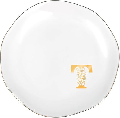 Initials Ring Dish Jewery Tray with Personalized T Monogrammed, Decorative Trinket Dish for Rings Earrings Necklaces Bracelet Watch Keys, Women Wife Friend Birthday Wedding Christmas Gifts