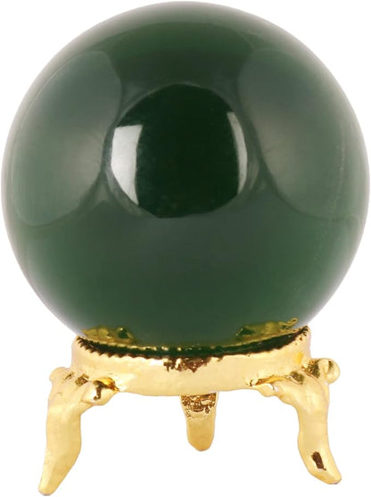 GEMHUB Natural Polished Healing Obsidian Crystal Chakra Stone Sphere Reiki Gemstone Ball for Decoration and Feng Shui (Green Obsidian)