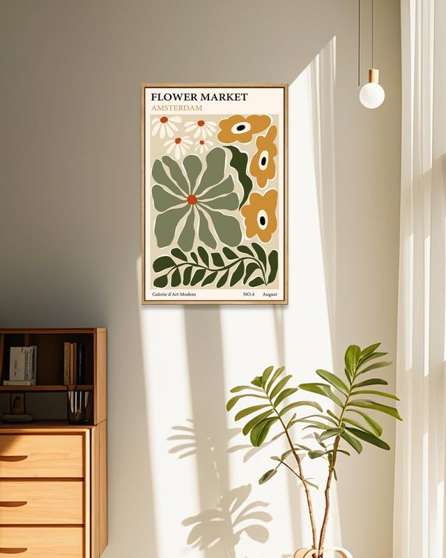 Zzuyi Framed Flower Market Wall Art,Vintage Flower Pictures,Abstract Colorful Flower Painting for Bedroom Living Room Dorm Gallery 16x24 Inch