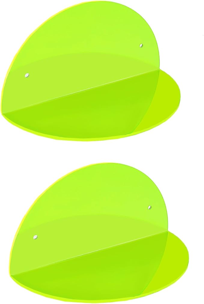 ROYALITA Small Acrylic Shelves Room Decor Floating Shelves (2-Pack, 8-inch Diameter) - Wall Mounted Display Stand for Plants, Toys, Makeup, and More - Ideal for Home and Office, Green