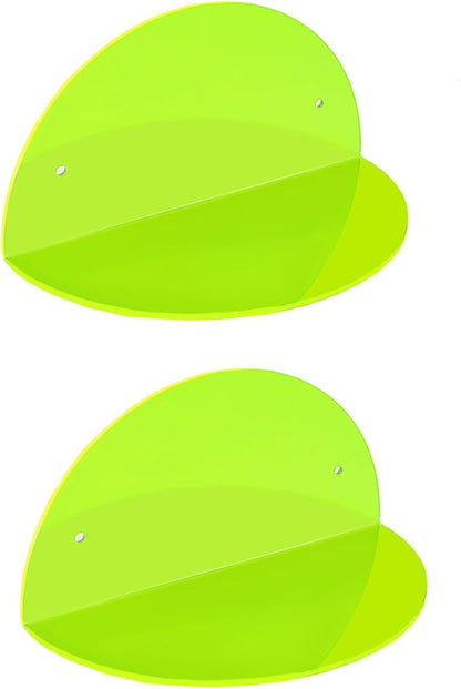ROYALITA Small Acrylic Shelves Room Decor Floating Shelves (2-Pack, 8-inch Diameter) - Wall Mounted Display Stand for Plants, Toys, Makeup, and More - Ideal for Home and Office, Green