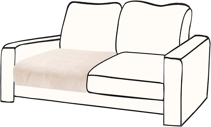 Couch Cushion Cover Velvet 1 Piece Seat Cushion Cover Stretch Armchair Cover Separate Sectional Sofa Slipcovers Furniture Protector (1-Seater or Sofa Backrest, Beige)