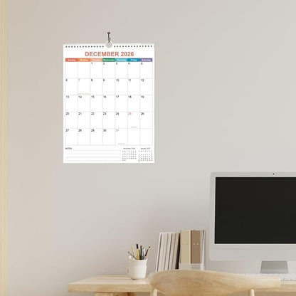 2026 Calendar - Wall Calendar 2026-2027 from January 2026 - June 2027, 18 Months Calendar with Twin-Wire Binding & Hanging Hook, 8.5" x 11", Vertical Calendar, Colorful