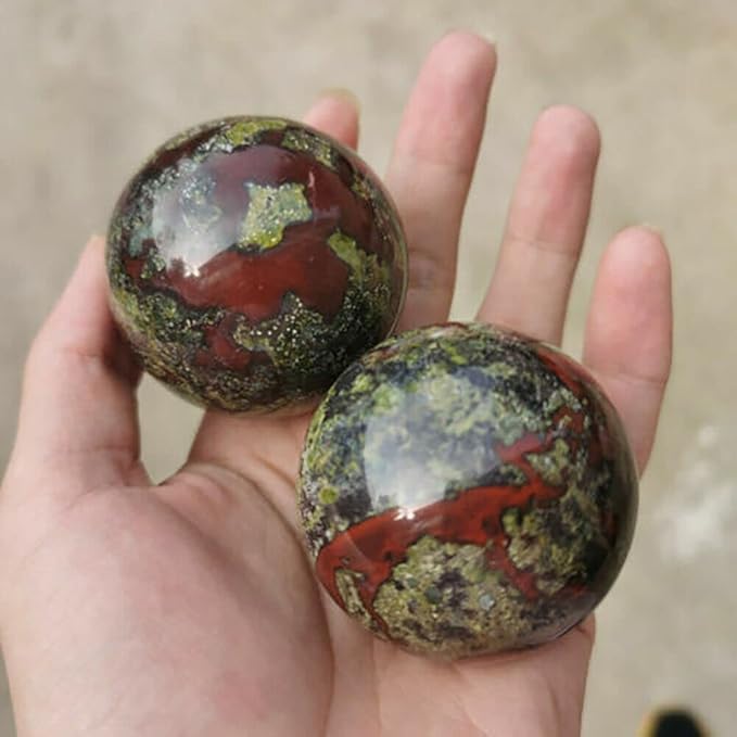 1pc Natural Dragon Blood Stone Ball Quartz Crystal Sphere 45mm+ Decor Healing