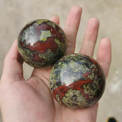 1pc Natural Dragon Blood Stone Ball Quartz Crystal Sphere 45mm+ Decor Healing