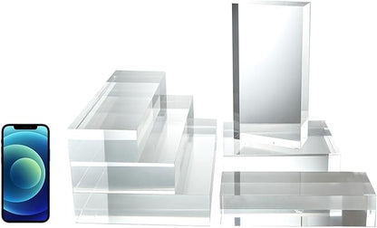 CiaoHER 2in Thickness Solid Acrylic Cube Display Block Clear Polished Pedestal Stand Riser Solid Base 2" x 5" x 10", 1 Pack