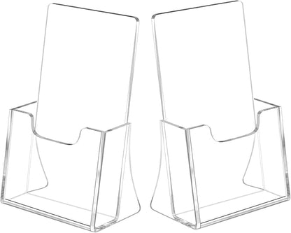NIUBEE Acrylic Brochure Holder for 4’’ Trifold Pages, 50% Thicker Countertop Acrylic Literature Holder Plastic Flyer Display Stand for Magazine, Pamphlet, Booklets, Menu, Journals, 2 Pack