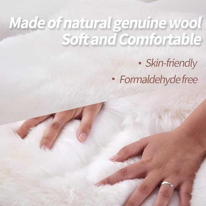 Premium Genuine Fur Sheepskin Rug Real Australia Sheepskin Natural Luxury Fluffy Lambskin Fur Area Rug Seat Covers for Kids Bedroom Sofa Chair Cover (Pink, Single Pelt/2ft x 3ft)