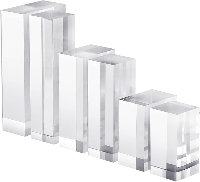 CiaoHER 2in Thickness Solid Acrylic Cube Display Block Clear Polished Pedestal Stand Riser Solid Base 2" x 3" x 6", 1 Pack