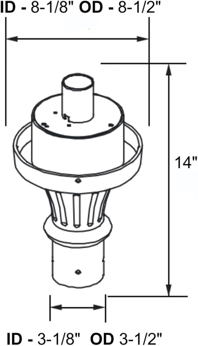 KASTLITE Premium Lamp Post Globe Combo Lighting Fixture | 16" Smoke Lens with Black Aluminum Heavy Duty Fitter for 3" Diameter Posts (Post Not Included) | Comes with Adjustable LED Bulb