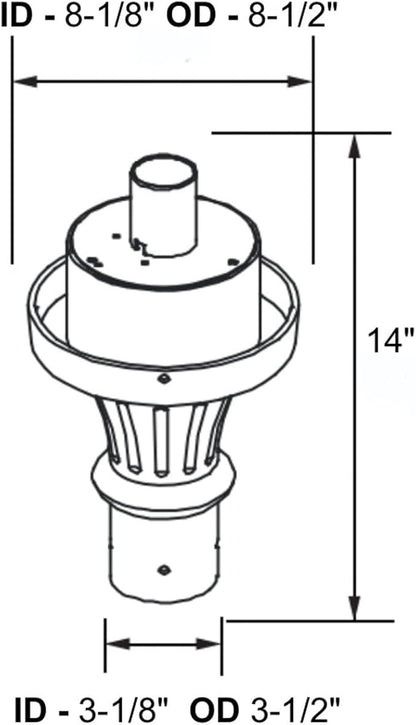 KASTLITE Premium Lamp Post Globe Combo Lighting Fixture | 16" Smoke Lens with Black Aluminum Heavy Duty Fitter for 3" Diameter Posts (Post Not Included) | Comes with Adjustable LED Bulb