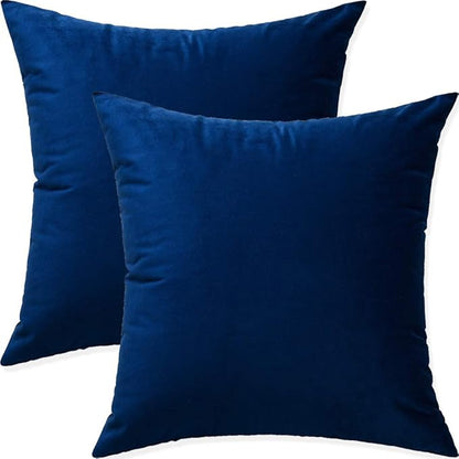 Artaimee Navy Blue Velvet Throw Pillow Covers 20x20 Set of 2 – Soft Decorative Cushion Covers for Sofa, Bed, Couch, and Office – Cozy & Machine Washable