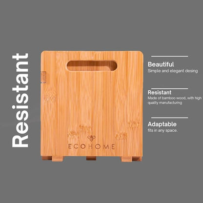 ECOHOME Desktop Bookshelf Expandable with Two Drawer Organizers Made of Bamboo, Collapsible Design & Compartments for Efficient, Clutter-Free Workspace Organization - Sleek Bookshelf