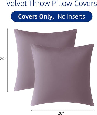 QUORGVES Jam Velvet Pillow Covers 20x20 Inch Set of 2, Soft Solid Decorative Square Throw Pillow Covers, Decor Cushion Covers for Bed Sofa Couch Bedroom Living Room - Dusty Rose Mauve