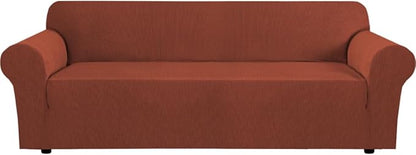 H.VERSAILTEX Stretch Sofa Covers for 3 Cushion Couch Covers Sofa Slipcovers for Living Room Feature Thick Checked Jacquard Fabric with Elastic Bottom, Sofa X-Large - Rust