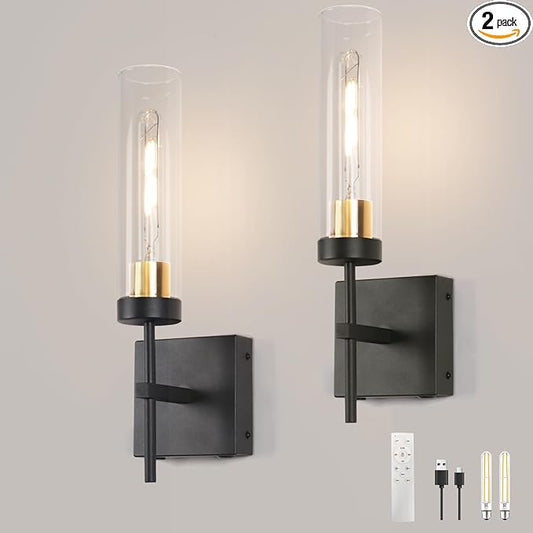 Wall Sconce Set of 2,Battery Operated Wall Sconce,Infinitely Dimmable with Remote Control,15000mAh Endurance 200 Hours,Fast Charging,Wireless Wall Lights for Bedroom Living Room Hallway