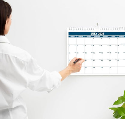 Calendar 2026-2027 - Monthly Wall Calendar from January 2026 - June 2027, Spiral Binding Hanging Wall Calendar 2026 for Home/Office, 8.5" x 11", Blue