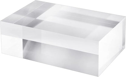 CiaoHER 2in Thickness Solid Acrylic Cube Display Block Clear Polished Pedestal Stand Riser Solid Base 2" x 4" x 6", 1 Pack