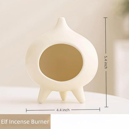 Handmade Ceramic Palo Santo Holder Burner & Sage Holder - Mini Tabletop Chiminea Burner Tray with Ash Catcher, Decorative Incense Holder for Spiritual Meditation & Yoga
