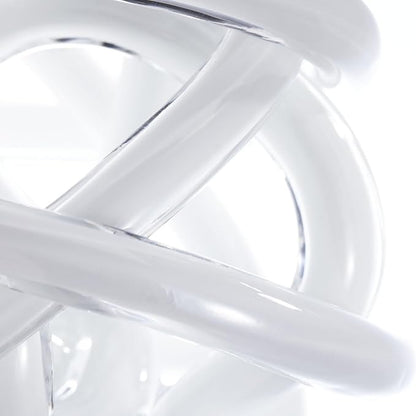 Luxury Lane Hand Blown Infinity Knot Sommerso Decorative Glass Ball for Bowls Home Decor 4 inch Tall Orbit Centerpiece Table Decoration Sculpture White
