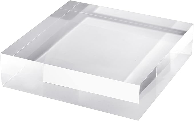 CiaoHER 2in Thickness Solid Acrylic Cube Display Block Clear Polished Pedestal Stand Riser Solid Base 2" x 8" x 8", 1 Pack