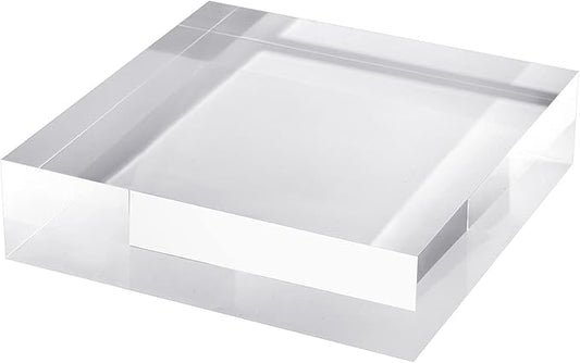CiaoHER 2in Thickness Solid Acrylic Cube Display Block Clear Polished Pedestal Stand Riser Solid Base 2" x 8" x 8", 1 Pack
