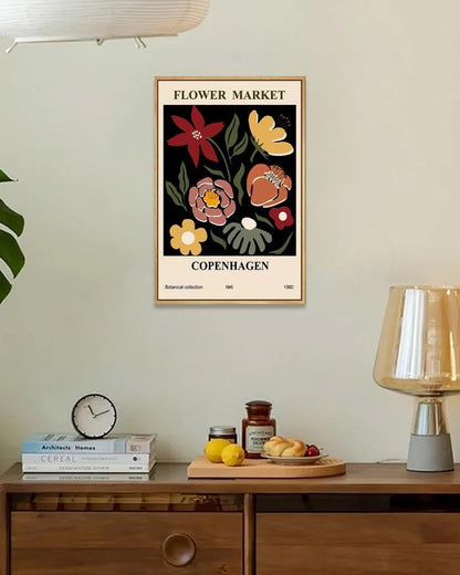 Zzuyi Framed Flower Market Wall Art,Vintage Flower Pictures,Minimalist Colorful Botanica Artwork Prints for For Living Room Bedroom Office 12x16 Inch