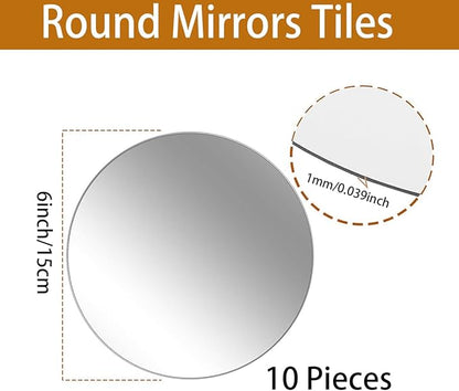 10PCS Small Round Mirrors for Centerpieces, 6inch Circle Mirror Centerpieces for Tables, Small Mirror Tiles for Wall Table Wedding Centerpiece Mirrors Plates for Candle Tray Decorations DIY Craft