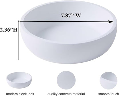 Aotea Crafts 7.9" Large White Key Bowl for Entryway Table Decor - Modern Concrete Sturdy Decorative Key Holder Bowl for Keys