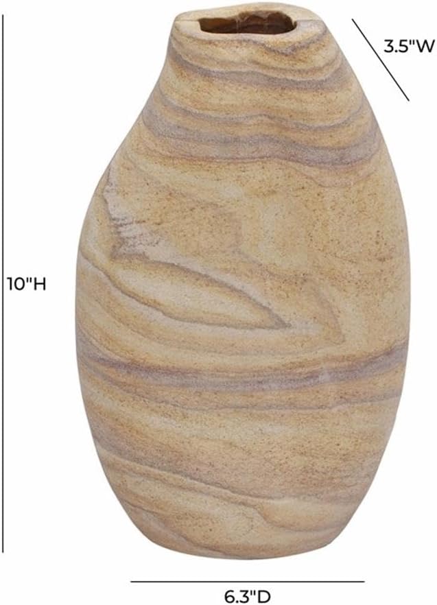 Pemberly Row Handmade Modern/Contemporary Sandstone Curved Vase