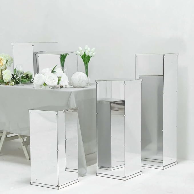 Efavormart 40" Silver Mirror Finish Wedding Decor Ideas - Clear Display Box with Interchangeable Lid and Base - Perfect for Centerpiece Display in Weddings, Baby Showers, Parties