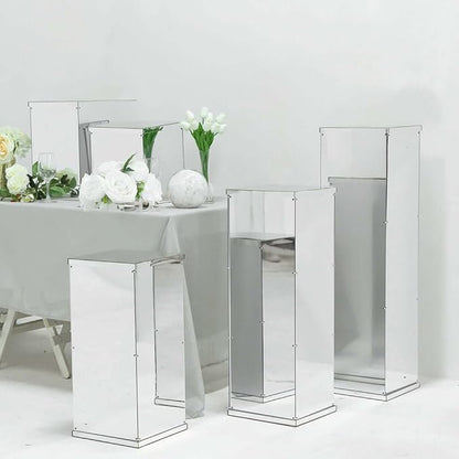 Efavormart 40" Silver Mirror Finish Wedding Decor Ideas - Clear Display Box with Interchangeable Lid and Base - Perfect for Centerpiece Display in Weddings, Baby Showers, Parties