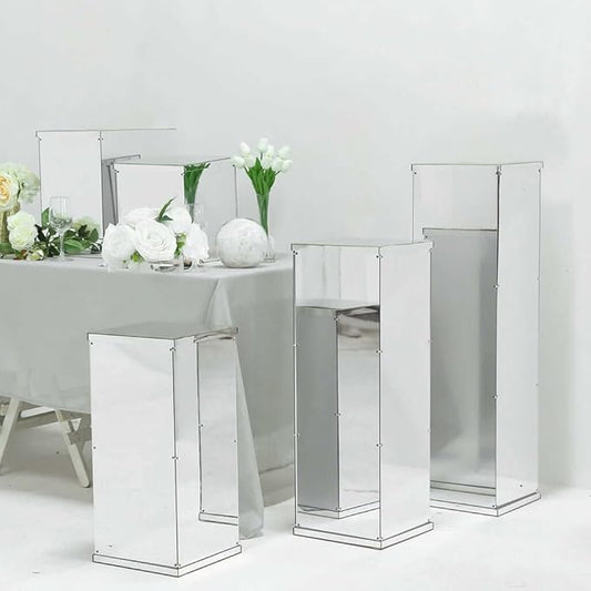 Efavormart 40" Silver Mirror Finish Wedding Decor Ideas - Clear Display Box with Interchangeable Lid and Base - Perfect for Centerpiece Display in Weddings, Baby Showers, Parties