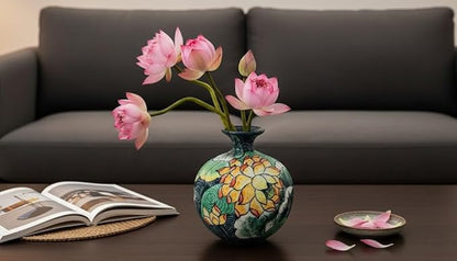 Handmade Mosaic Ceramic Vase – Lotus Design – 25 cm (9.8 in) – Home Décor – Heritage T&T Mosaic Collection – Bat Trang Vietnam