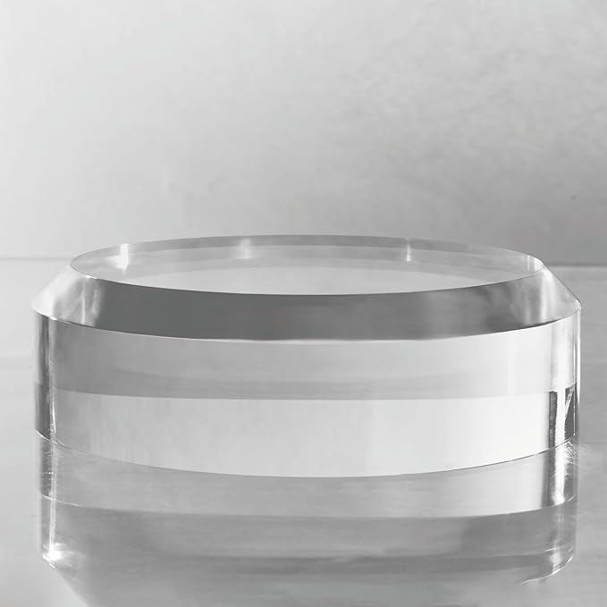 CiaoHER 2in Thickness Acrylic Disc Display Block Clear Polished Round Pedestal Stand Riser (7'' x 2'')